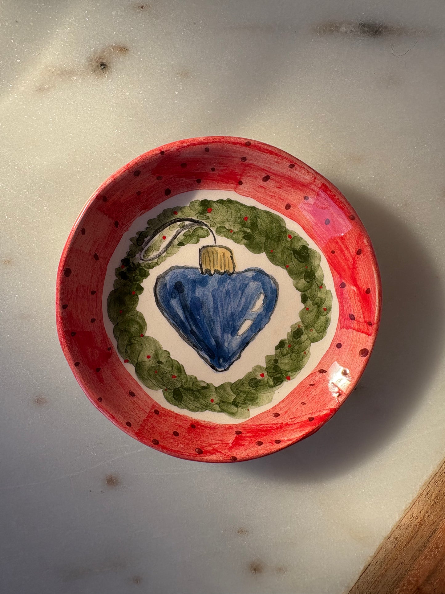 Blue heart Plate 8cm - Christmas collection