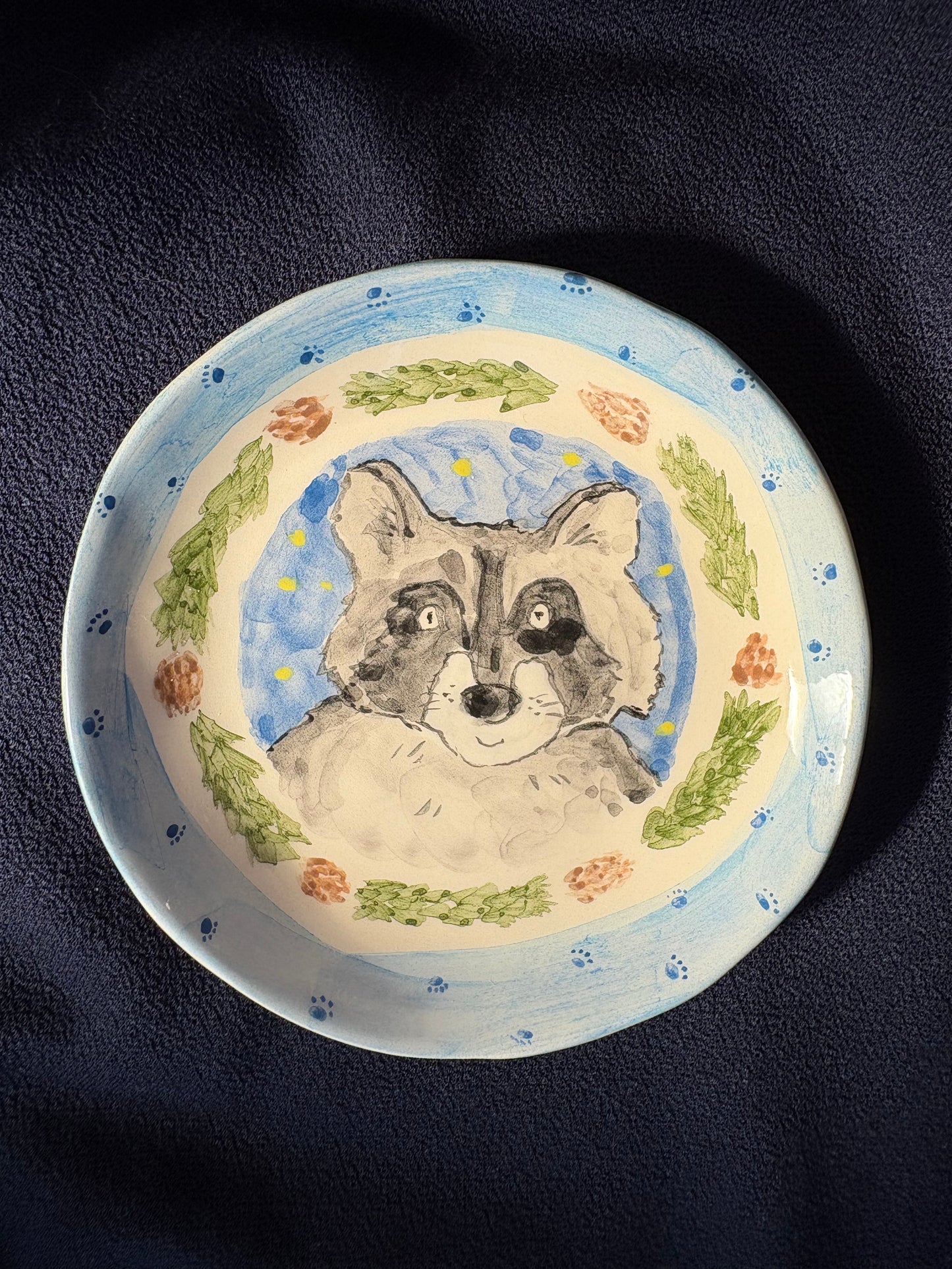 Furry Raccoon Plate 10cm - Winter collection