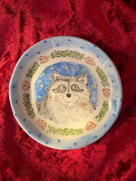 Smiley Raccoon Plate 10cm - Winter collection